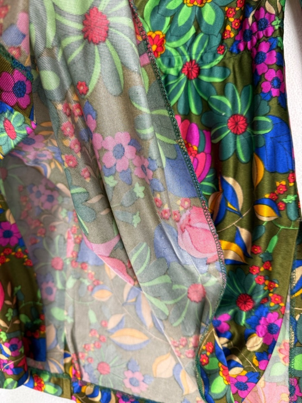 Vintage 60s 70s Mod Floral Mini Dress Boho Psychedelic Lace-Up Neck Long Sleeve - Picture 8 of 8